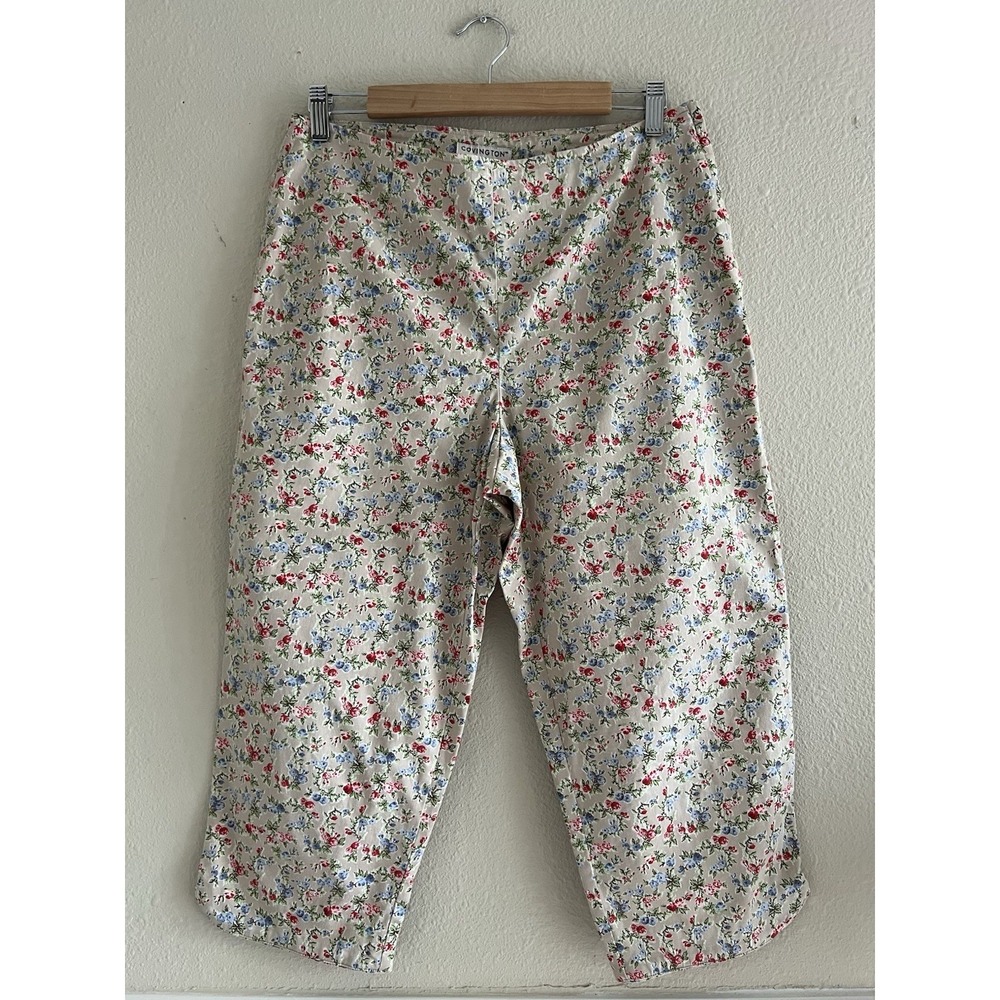 Covington Vintage Floral Print Capris Size 10/12 Cottagecore Summer Vacation